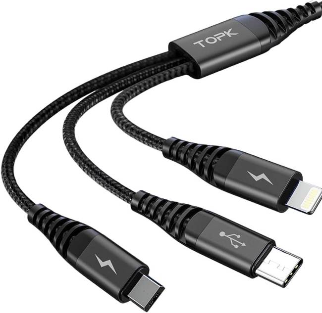 61EspziDp1L._AC_UF894,1000_QL80_ Apple substituirá a entrada de carregadores de iPhone. Empresa usava carregadores Lightning há mais de uma década. Adoção do novo sistema vem por imposição da União Europeia. Na imagem três tipos de cabos. Da esq para dir: USB-C, V8 e Lightning -