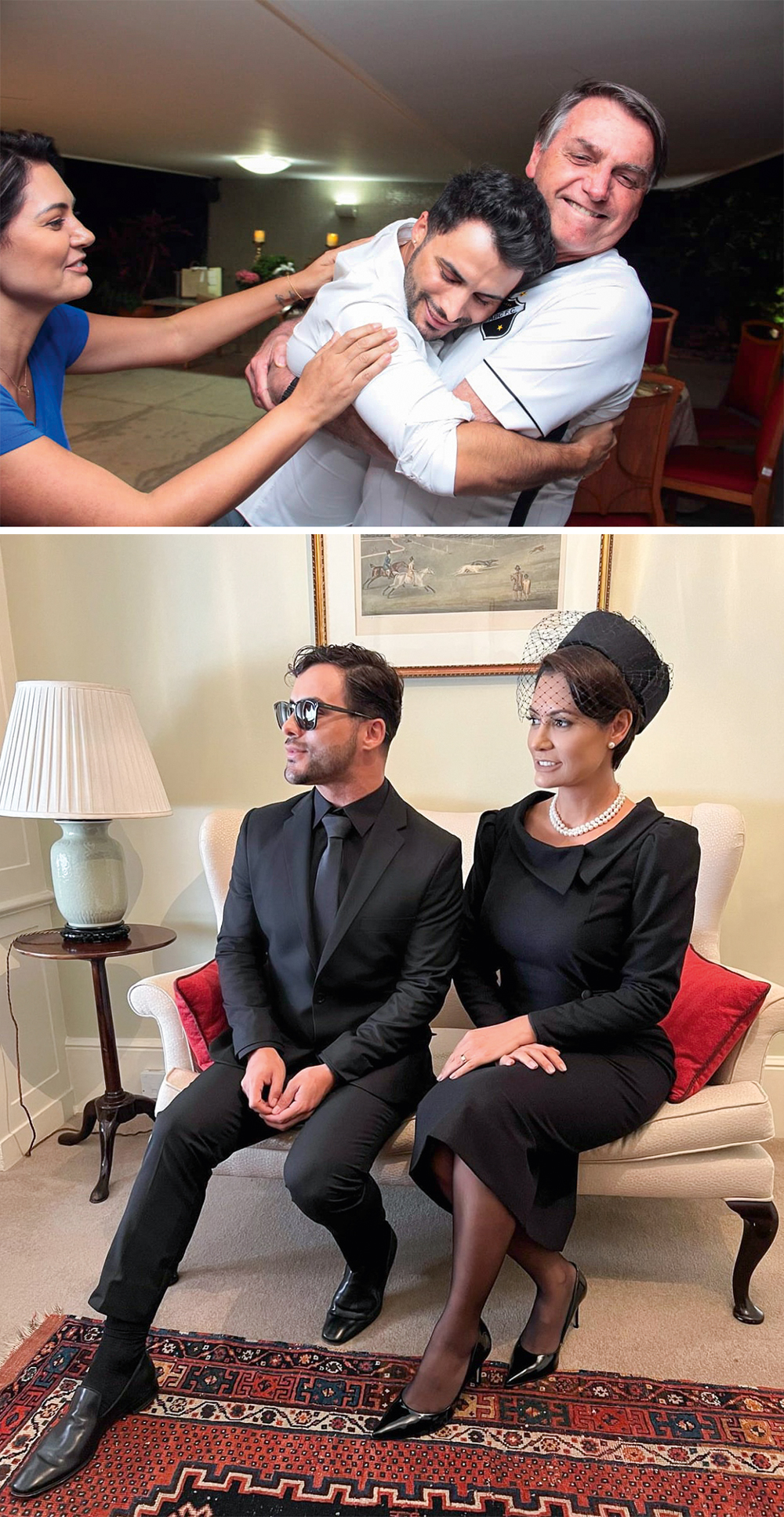 NOVA-AGUSTIN,-MICHELLE-E-BOLSONARO-2.jpg NA INTIMIDADE - O maquiador com o clã em Brasília (acima), em 2020, e em uma ida a Londres: sempre presente