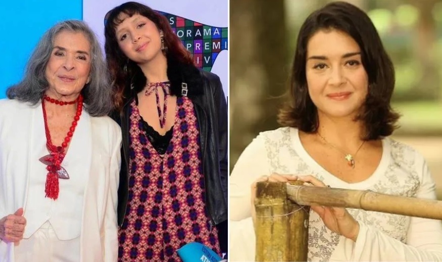 Betty Faria e a neta Giulia; e Alexandra Marzo, filha da atriz