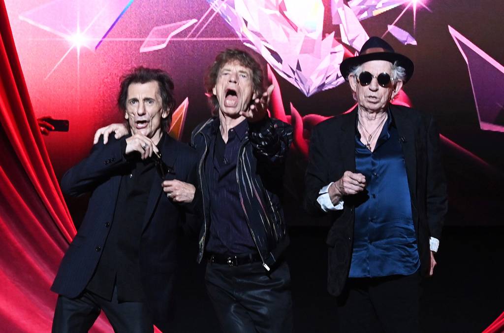 Rolling Stones “Hackney Diamonds” Launch Event – VIP Arrivals Ronnie Wood, Mick Jagger e Keith Richards em 06/09/2023 para evento de divulgação do álbum 'Hackney Diamonds'