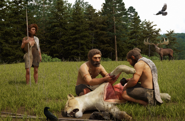 Image one INTERAÇÃO FEROZ - Neandertais: humanos primitivos caçavam leões