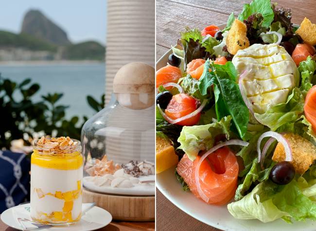 Café da manhã no Tropik; detalhe da salada do Pesqueiro Café da manhã no Tropik; detalhe da salada do Pesqueiro