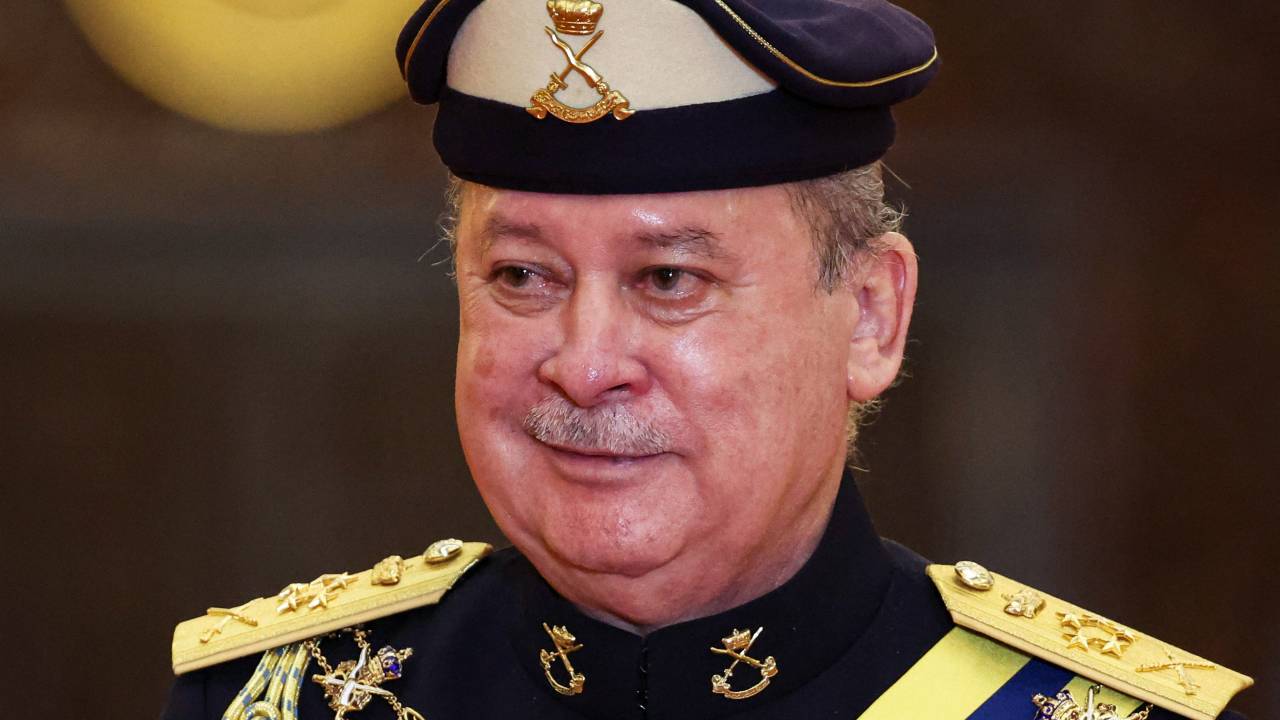 King of Malaysia Sultan Ibrahim Iskandar looks on during a welcoming ceremony at the National Palace in Kuala Lumpur, on January 31, 2024. Malaysia installed an outspoken motorcycle-riding king on January 31, 2024 in an elaborate traditional ceremony steeped in centuries of tradition, with the billionaire determined to play a key role in ensuring political stability. (Photo by HASNOOR HUSSAIN / POOL / AFP)