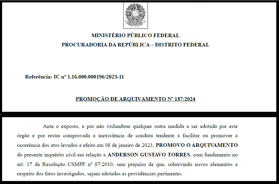 ANDERSON TORRES – RASGADINHO – ARQUIVAMENTO mpf