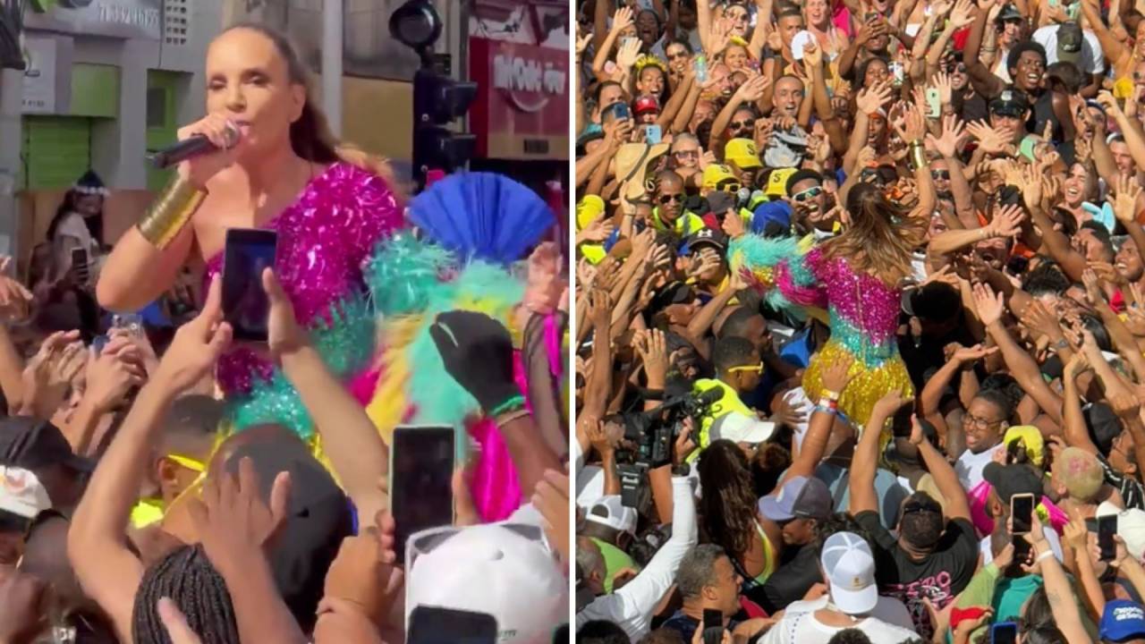 Ivete Sangalo no meio do público na pipoca no circuito do Campo Grande, em Salvador