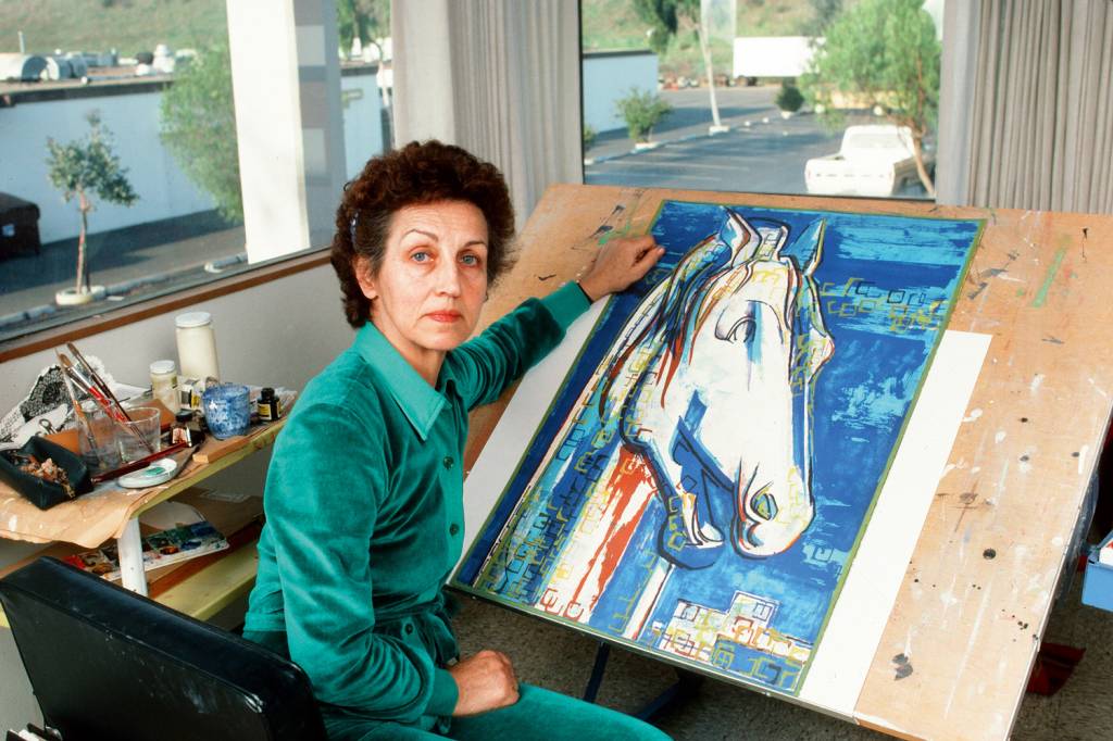 GettyImages-582214125.jpg FUGA FORÇADA - A artista, com uma de suas telas: exílio nos Estados Unidos