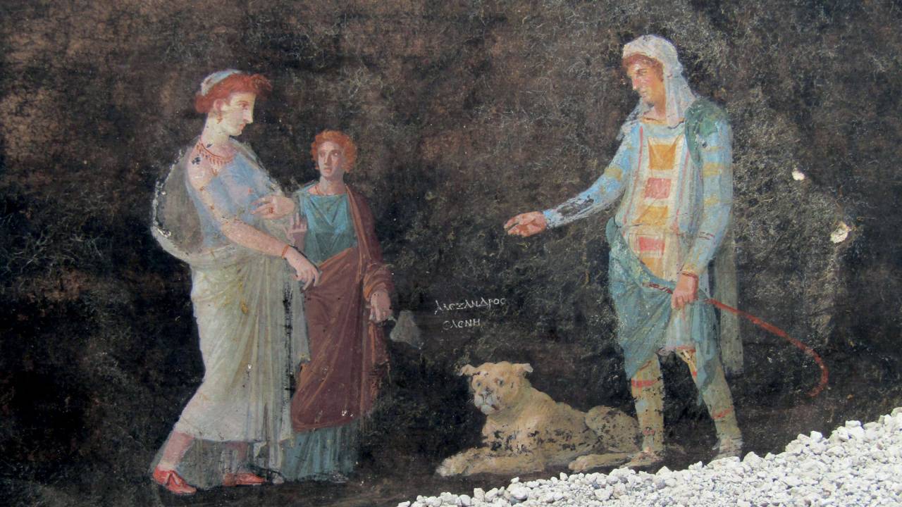 TIRANDO A POEIRA - Na pintura de uma das salas, Páris sequestra Helena de Troia: as narrativas expressas nas paredes