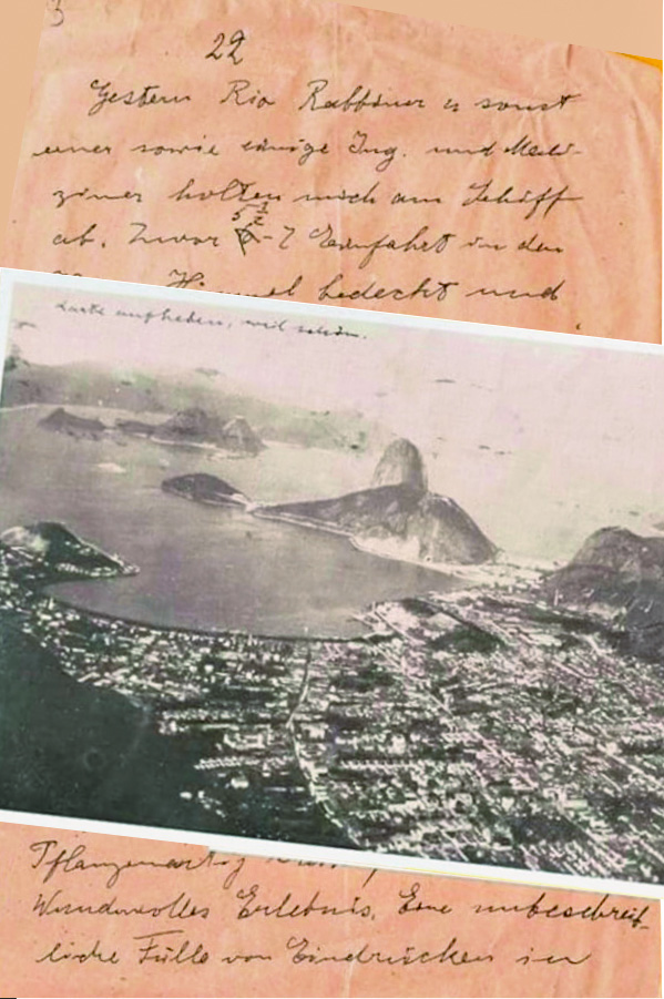 OLHAR FORASTEIRO - Cart&atilde;o-postal da vista do bairro de Botafogo, no Rio de Janeiro, enviado por Einstein &agrave; mulher e &agrave; enteada em carta de 5 de maio de 1925: &ldquo;Guardem o cart&atilde;o-postal, porque &eacute; bonitinho&rdquo;