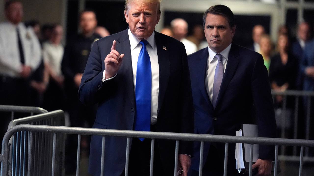 NEW YORK, NEW YORK - MAY 30: Former U.S. President Donald Trump speaks to the media after leaving court following his hush money trial at Manhattan Criminal Court on May 30, 2024 in New York City. The former president was found guilty on all 34 felony counts of falsifying business records in the first of his criminal cases to go to trial. Trump has now become the first former U.S. president to be convicted of felony crimes. Seth Wenig-Pool/Getty Images/AFP (Photo by POOL / GETTY IMAGES NORTH AMERICA / Getty Images via AFP)