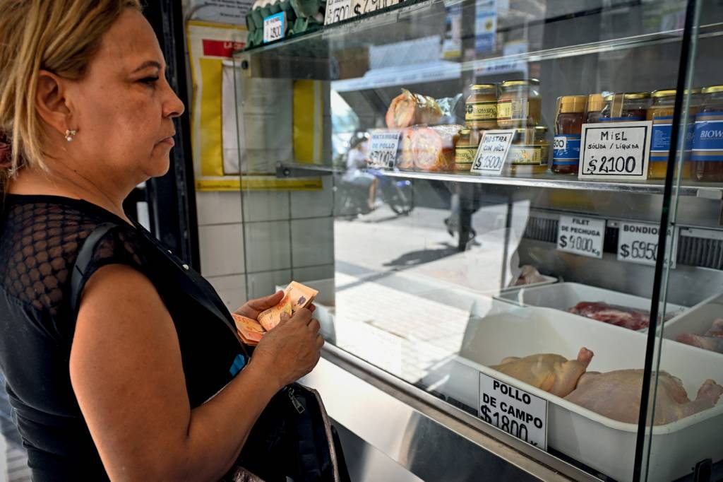 Inflation rate in Argentina rises to 211.4 percent VIÉS DE BAIXA - Ida ao supermercado: inflação controlada e dinheiro contado