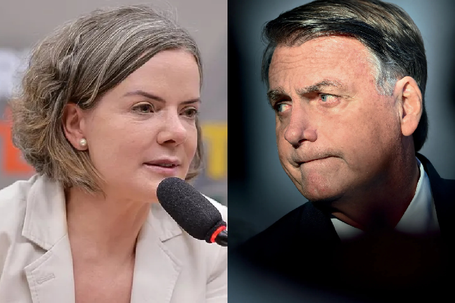 Gleisi Hoffmann e Jair Bolsonaro