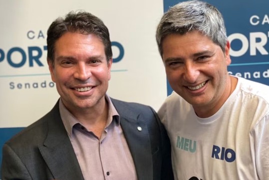 O deputado federal e ex-diretor da Abin, Alexandre Ramagem (esq.) e o senador Carlos Portinho (dir.)