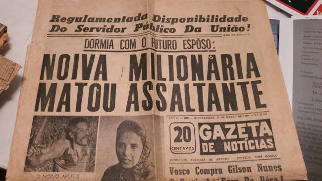 Detalhe do jornal Gazeta de Notícias de 27/05/1969 -