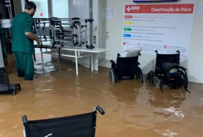 Hospital de Três Coroas, no Rio Grande do Sul foi inundado após fortes chuvas que atingiram quase todo o Estado nos últimos dias