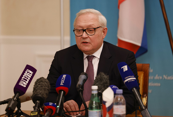 Vice-ministro das Relações Exteriores da Rússia, Sergei Ryabkov, durante discurso em Geneva, na Suíça. 10/01/2022