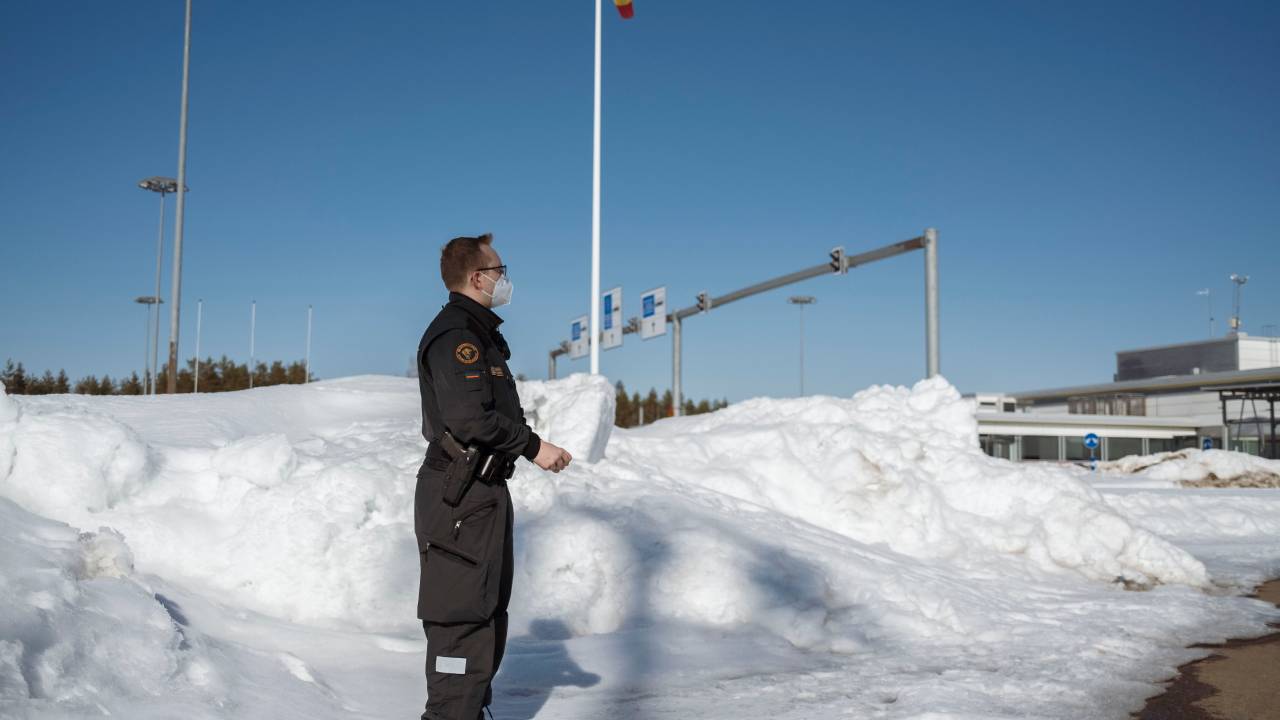 Border patrol guards checking the land border of Vaalimaa, between Finland and Russia, one of the most important land border between the two countries. (Photo by: Giulio Paletta/UCG/Universal Images Group via Getty Images)