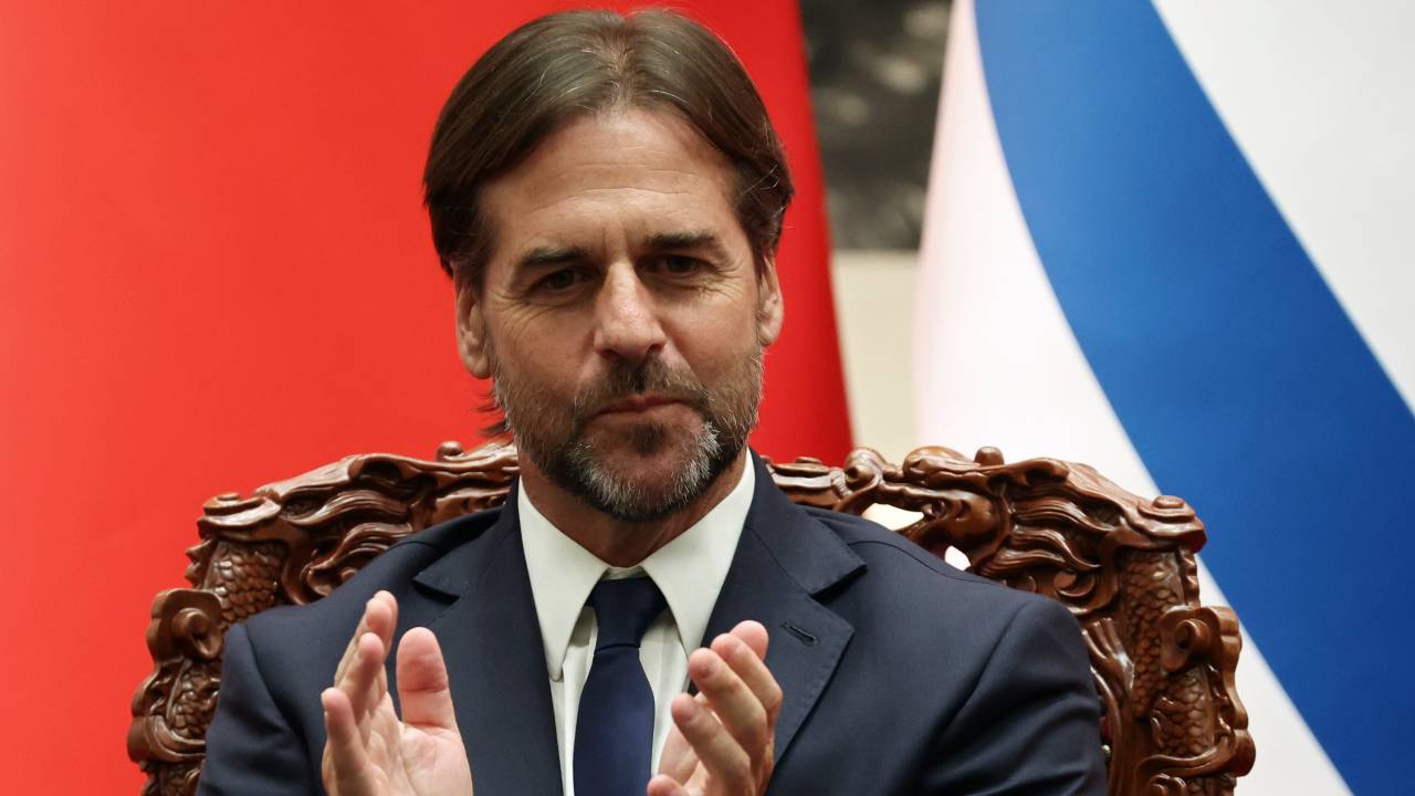 BEIJING, CHINA - NOVEMBER 22: Uruguay President Luis Lacalle Pou attends a signing ceremony with Chinese President Xi Jinping (not pictured) at The Great Hall of the People on November 22, 2023 in Beijing, China. (Photo by Florence Lo - Pool/Getty Images)