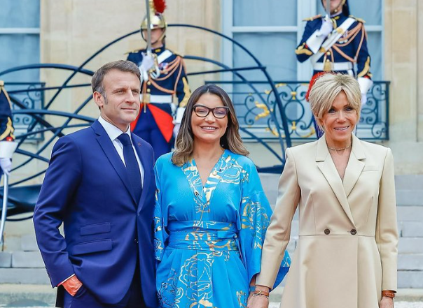 Emmanuel Macron, Janja e Brigitte Macron -
