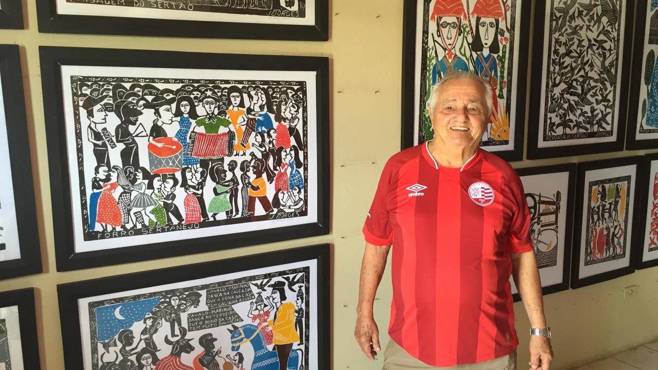 O artista J. Borges em 2016, seu ateliê, em Bezerros, no agreste de Pernambuco