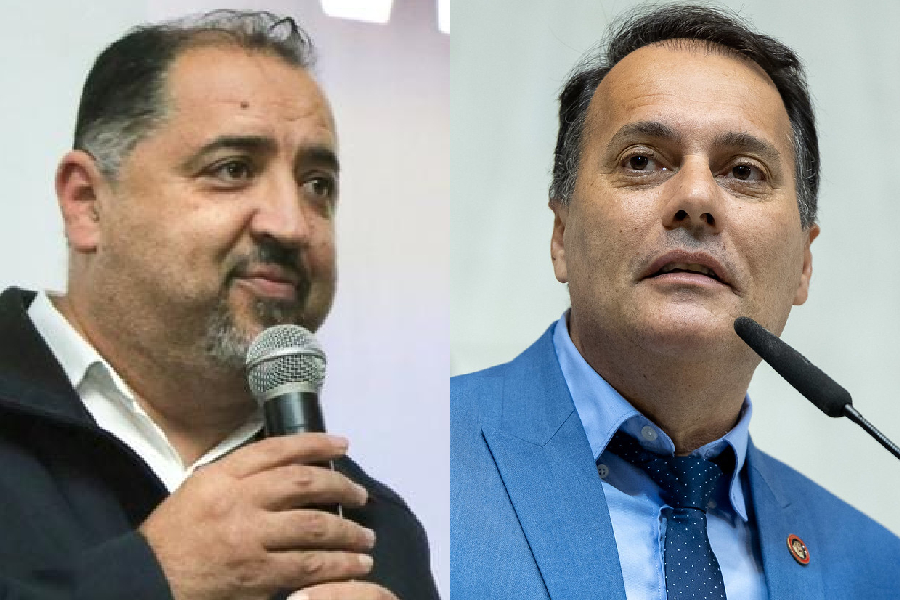 O prefeito de Mauá, Marcelo Oliveira (PT), e o deputado estadual Átila Jacomussi (União)