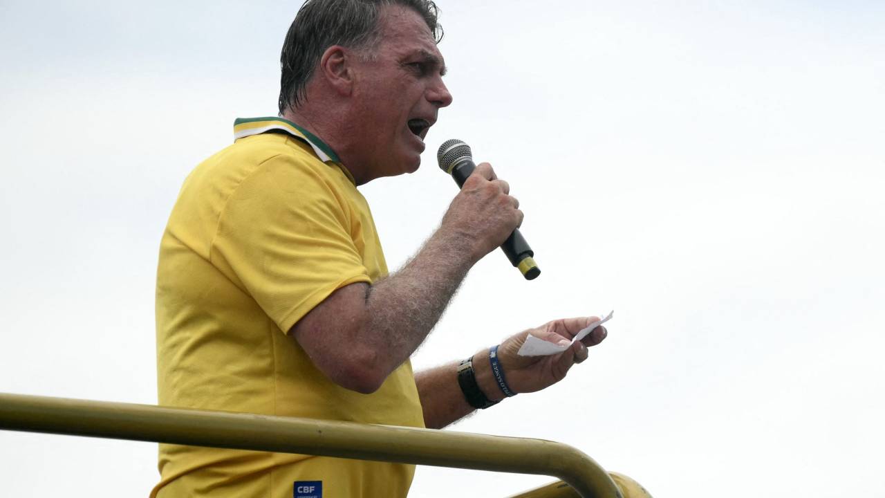 Jair Bolsonaro em ato em Copacabana