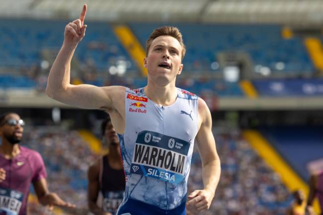 Karsten Warholm of Norway competes in the Men's 400m Hurdles during the Diamond League and Kamila Skolimowska Memorial in Chorzow, Poland, 25 August 2024. (Photo by Andrzej Iwanczuk/NurPhoto via Getty Images)