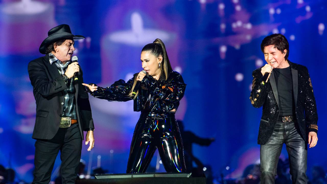 Chitãozinho e Xororó com Simone Mendes em show no palco Mundo do Rock in Rio (21/09/2024)