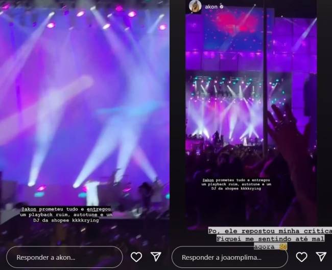 akon-seguidor (2) Akon reposta storie de seguidor que critica show do artista no Rock in Rio