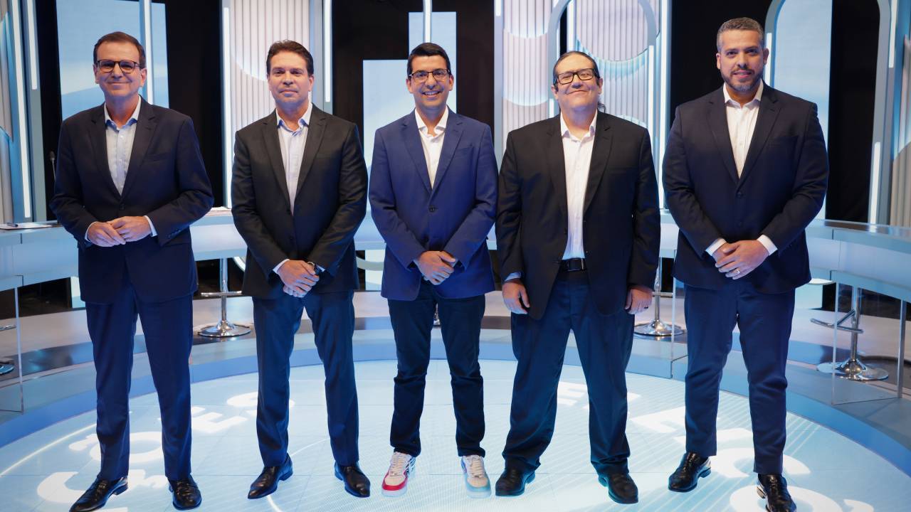 Candidatos a prefeito do Rio no último debate, da TV Globo