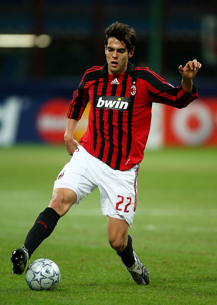 AC Milan v Celtic – UEFA Champions League MILAN, ITALY - DECEMBER 04: Ballon d'Or winner Kaka of Milan in action during the UEFA Champions League Group D match between AC Milan and Celtic at the San Siro stadium on December 4, 2007 in Milan, Italy. (Photo by Mike Hewitt/Getty Images)
