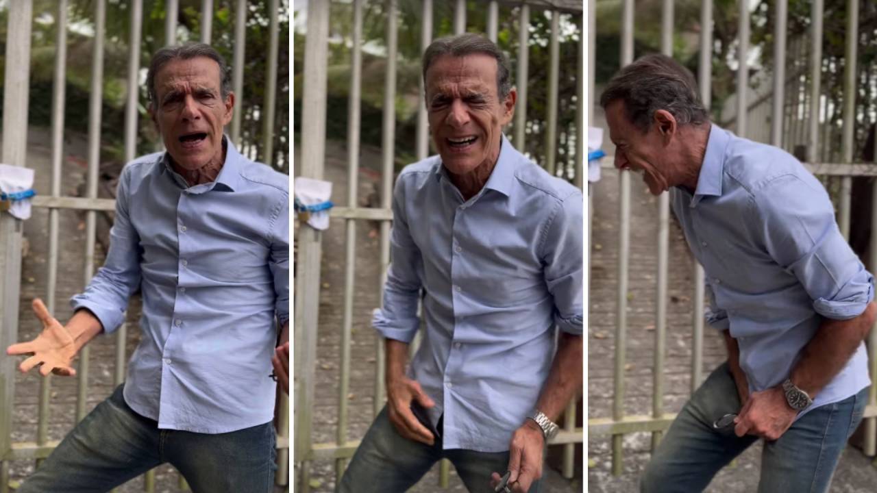 Mário Gomes passal mal em frente à mansão