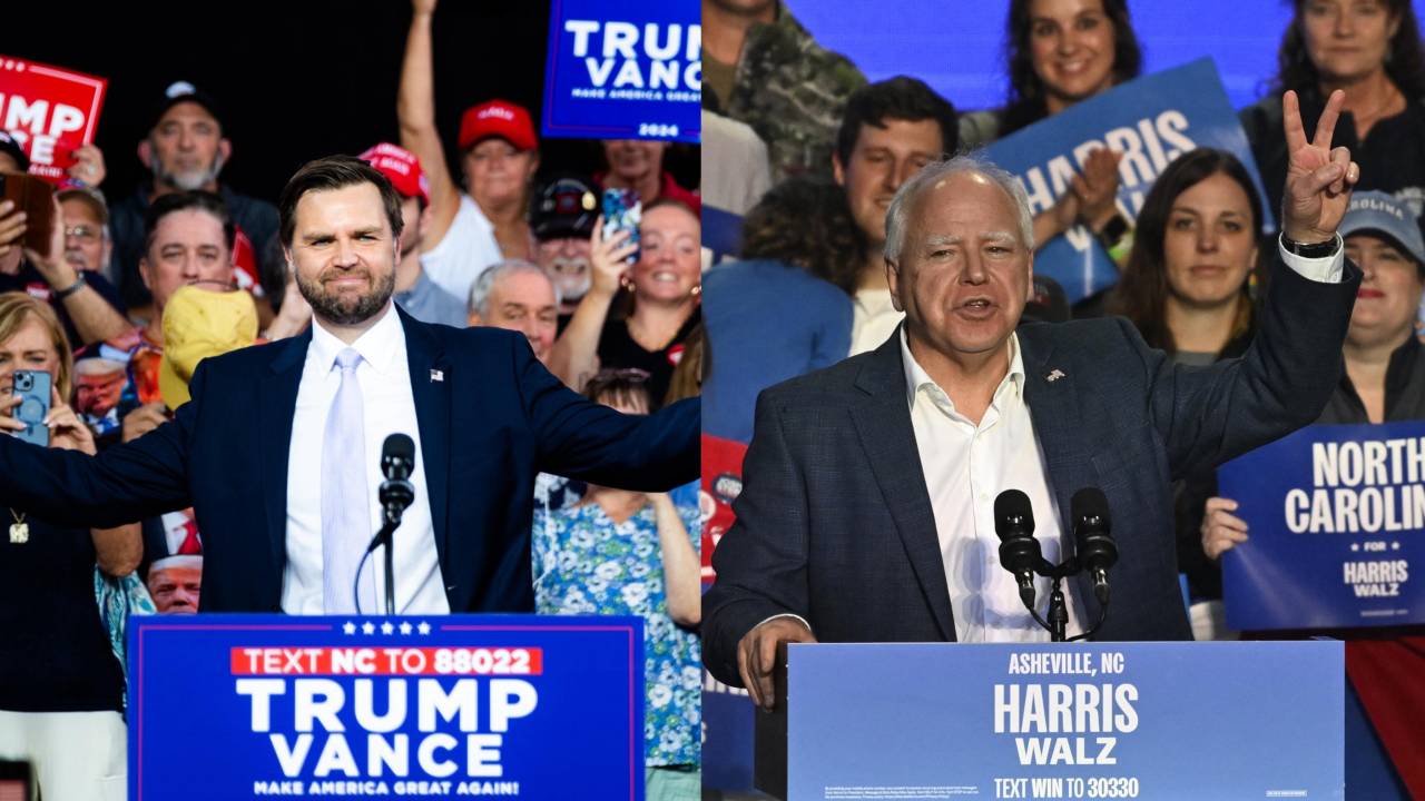O senador J.D. Vance (à esquerda) e o governador da Minessota, Tim Walz (à direita).
