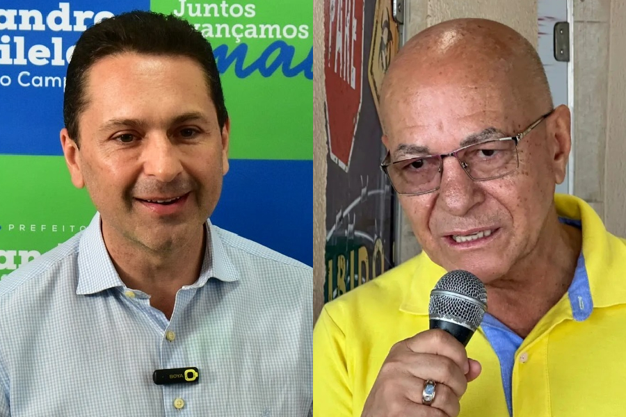 O ex-deputado Leandro Vilela (MDB) e o deputado federal Alcides Ribeiro (PL), candidatos à prefeitura de Aparecida de Goiânia (GO)