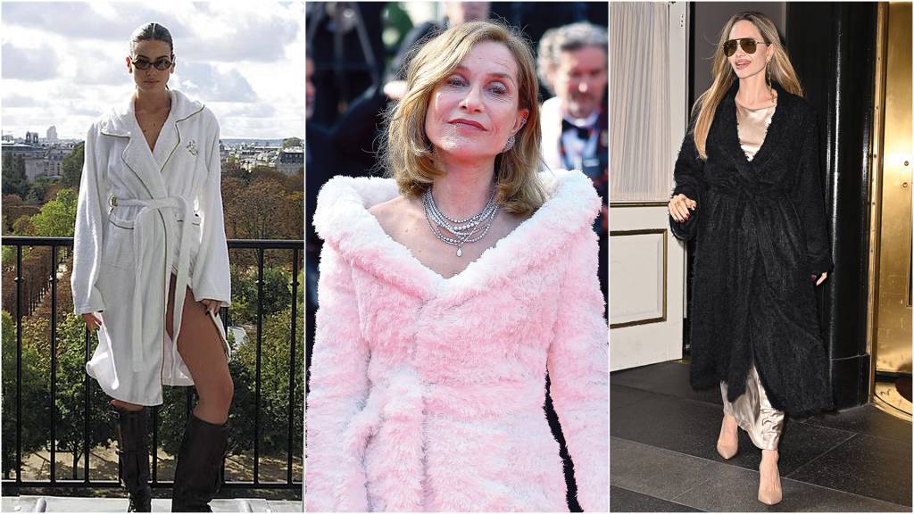 2c—CAMILLA-QUEIROZ-internet-a CONFORTO, MAS... - Camila Queiroz (à esq.), Isabelle Huppert e Angelina Jolie: vestidas e felpudas para provocar, em postura irônica