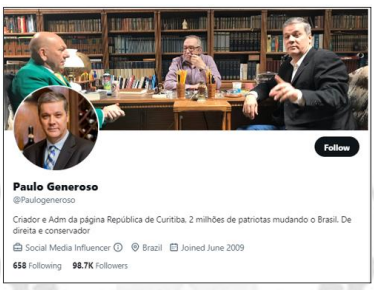 Antigo perfil de Paulo Generoso, suspenso por ordem judicial