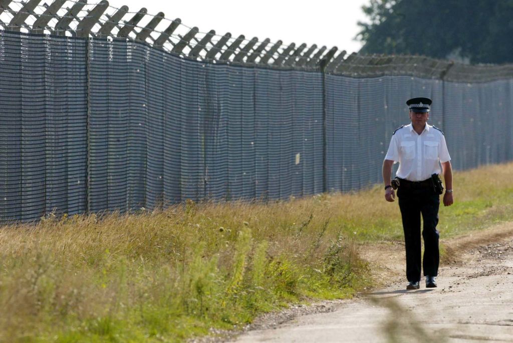 Police seal off a dirt track along the side of Lakenheath Air base, Suffolk after finding two bodies. Police hunting for missing schoolgirls Jessica Chapman and Holly Wells found two bodies near the base. (Photo by Andrew Parsons - PA Images/PA Images via Getty Images)