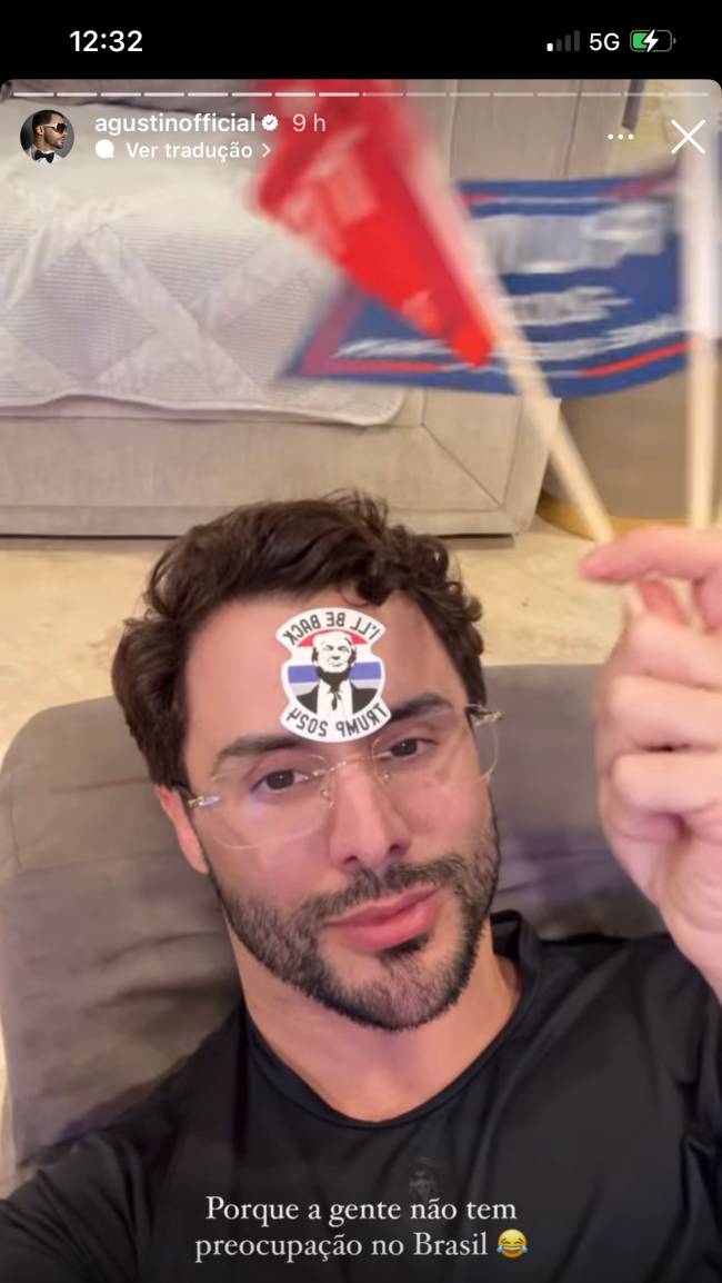 IMG_6657 Torcida por Trump: Agustin Fernandez ainda fez postagens no stories, antes do resultado das eleições americanas, com um adesivo da campanha do candidato