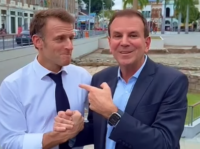 O presidente da França, Emmanuel Macron (à esquerda), e o prefeito do Rio de Janeiro, Eduardo Paes. 19/11/2024