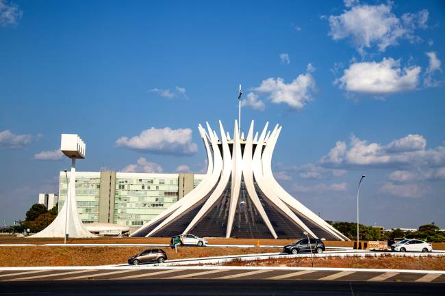 Cathedral of Brasília. The Metropolitan Cathedral - Nossa Senhora Aparecida or simply Cathedral of Brasilia, is a Brazilian Catholic temple and is located in the Esplanada dos Ministérios region. Architect: Oscar Niemeyer Brasilia, Federal District.