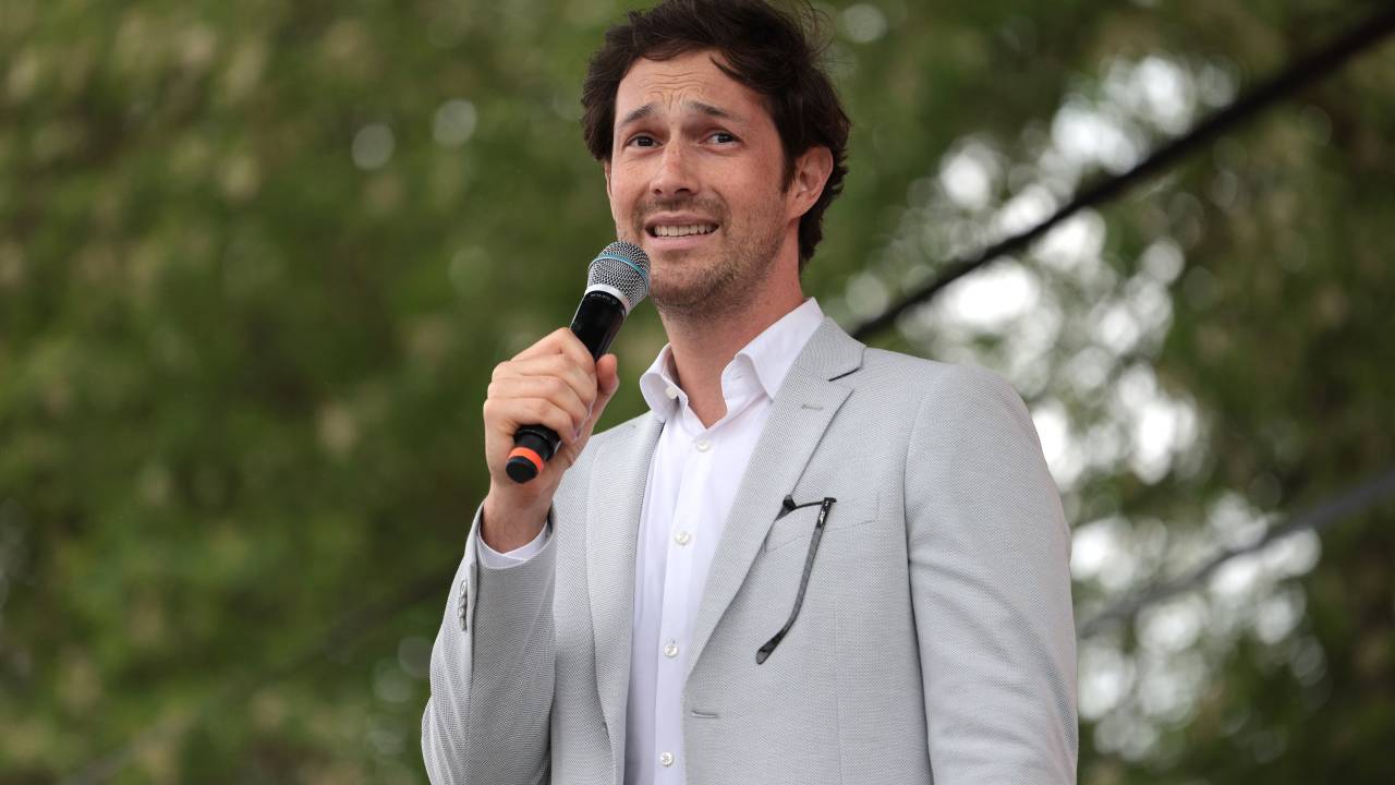 IMOLA, ITALY - MAY 01: Bruno Senna speaks during an event to commemorate the 30th anniversary of Ayrton Senna's death at Autodromo Enzo e Dino Ferrari on May 01, 2024 in Imola, Italy. Brazilian F1 racing driver Senna, and Austrian Roland Ratzenberger both lost their lives on the same weekend in crashes at the 1994 San Marino Grand Prix. (Photo by Emmanuele Ciancaglini/Getty Images)