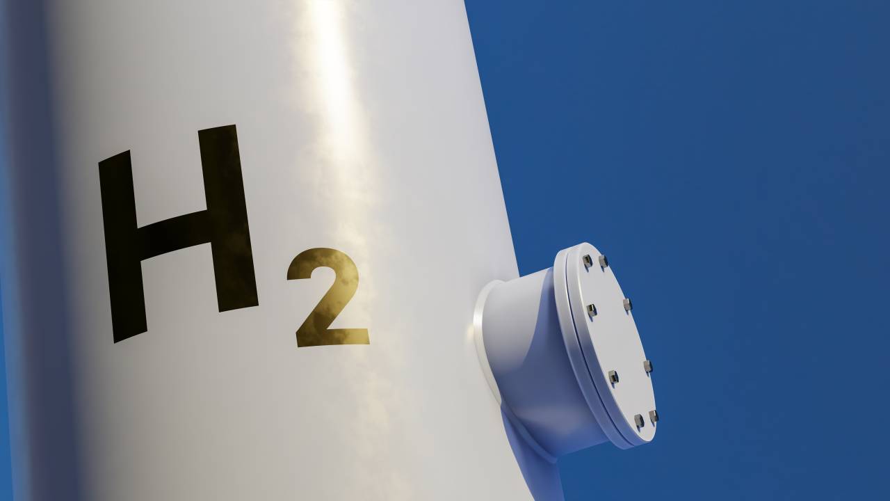 A modern hydrogen tank for renewable energy. 3D illustration