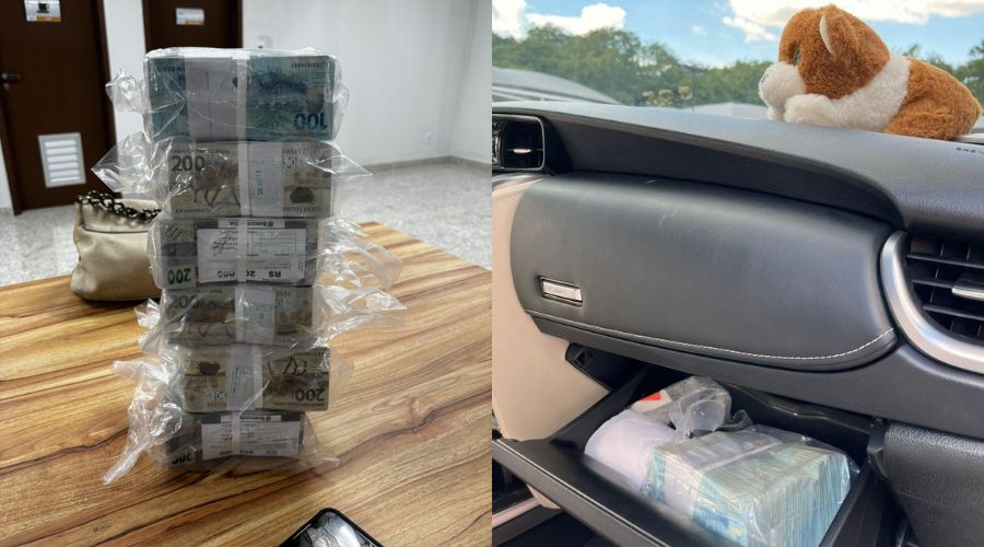 Além de 1,1 milhão de reais em dinheiro vivo, PF apreendeu um carro blindado, documentos e celulares