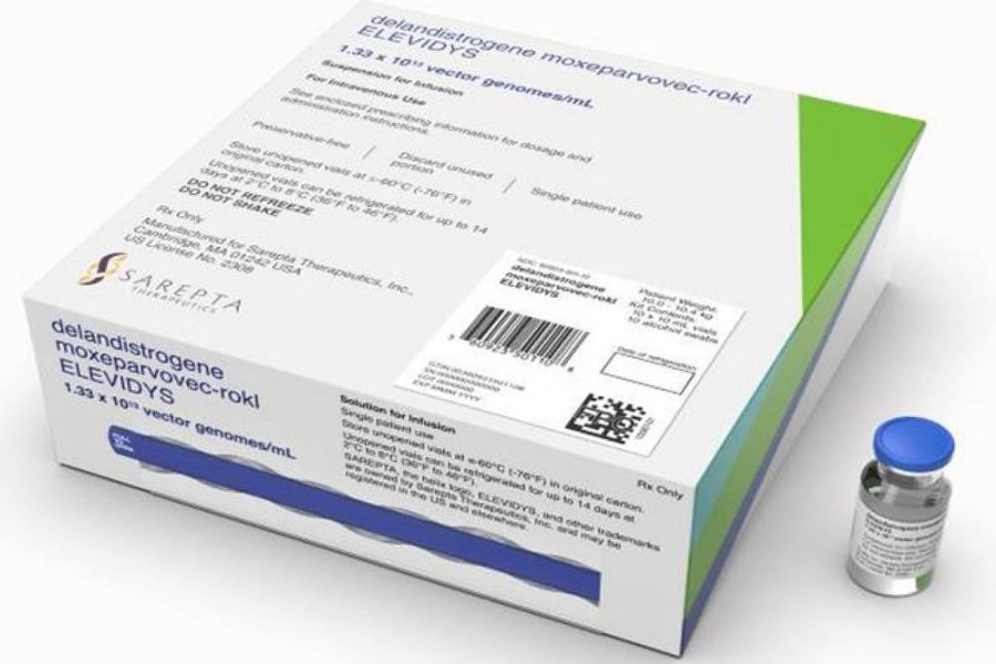 Medicamento delandistrogeno moxeparvoveque, fabricado pela norte-americana Sarepta sob a marca Elevidys e importado no Brasil pela Roche