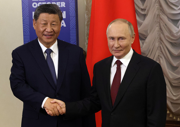 O presidente da China, Xi Jinping, e o presidente da Rússia, Vladimir Putin. 22/10/2024