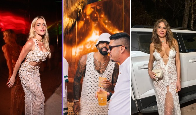 Monique Alfradique, Gabigol e Luciana Gimenez no Réveillon de Trancoso, na Bahia