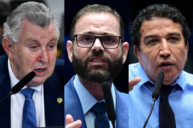 heinze-jorge-seif-magno-malta Os senadores Luis Carlos Heinze (PP-RS), Jorge Seif (PL-SC) e Magno Malta (PL-ES)