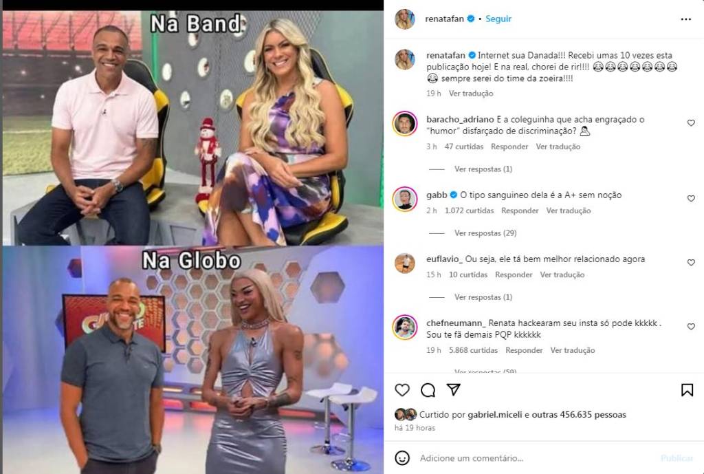 instagram-post-renata-fan-denilson-pablo-vittar Post de meme de Renata Fan