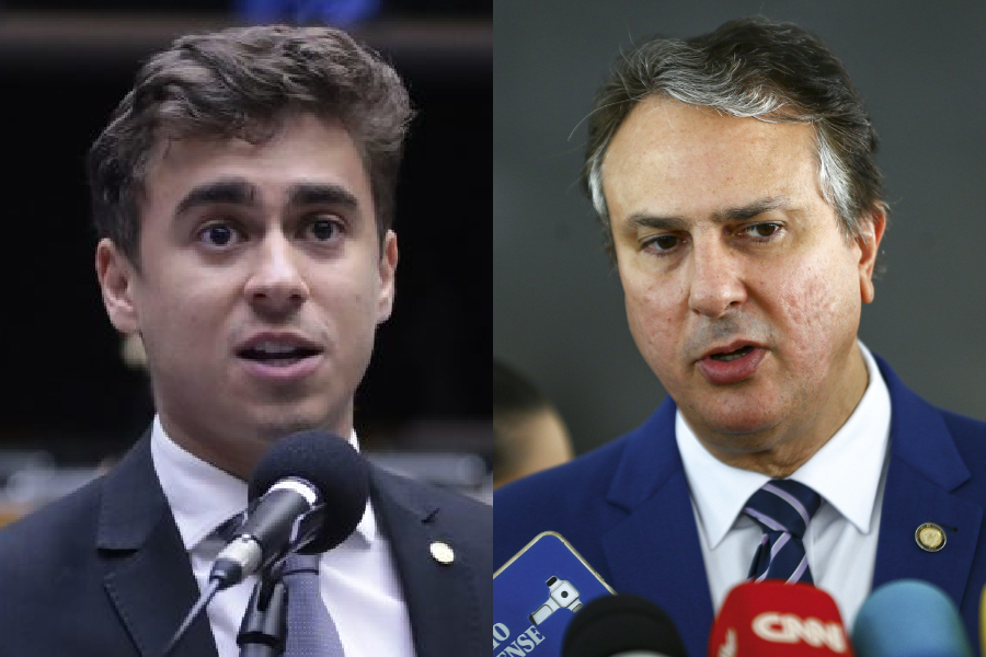 O deputado federal Nikolas Ferreira (PL-MG) e o ministro da Educação, Camilo Santana (PT-CE)