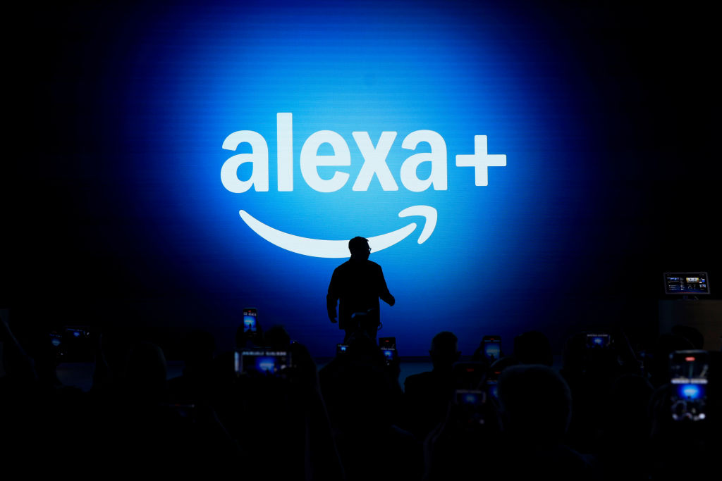 Alexa+ signage during an unveiling event in New York, US, on Wednesday, Feb. 26, 2025. Amazon has rebooted Alexa with artificial intelligence, marking the biggest overhaul of the voice-activated assistant since its introduction over a decade ago. Photographer: Michael Nagle/Bloomberg via Getty Images