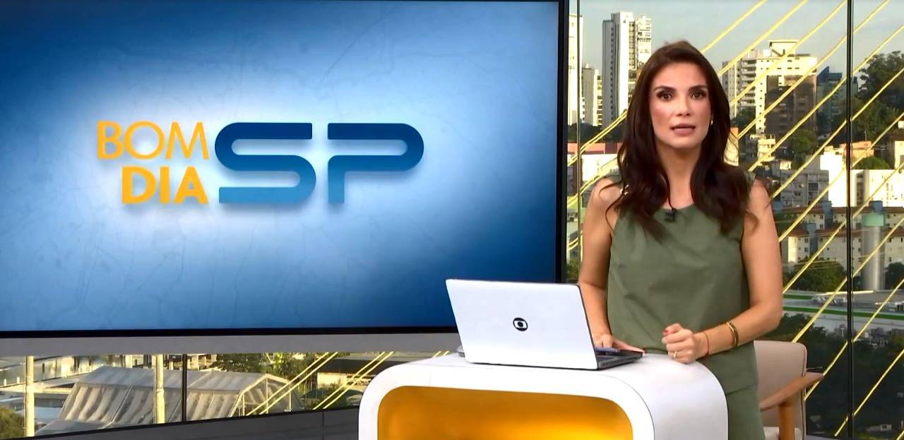 A apresentadora Sabina Simonato no 'Bom Dia São Paulo', da Globo